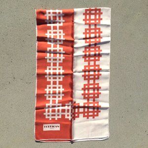 Vintage Silk Scarf - Orange and Cream - Hand Rolled - Asian Inspired Pattern